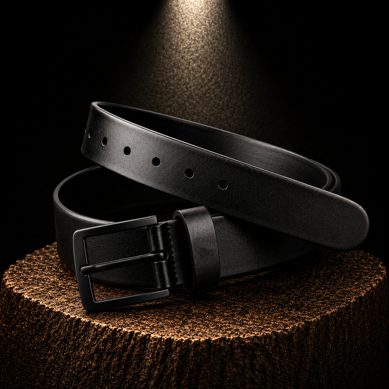 LEYAR Premium Smooth Black Leather Belt – Matte Black Buckle