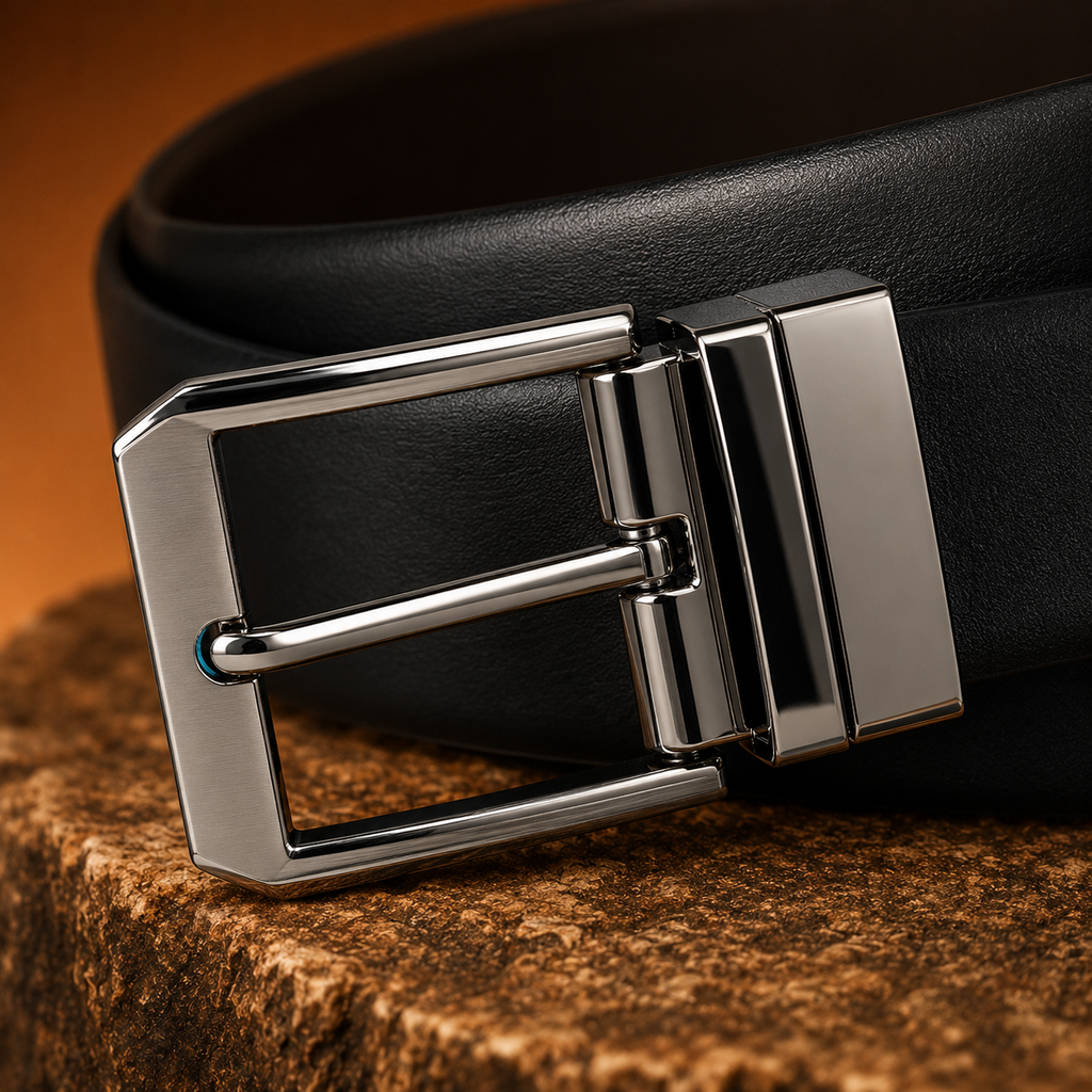 LEYAR Premium Reversible Black & Brown Leather Belt – Rotating Buckle