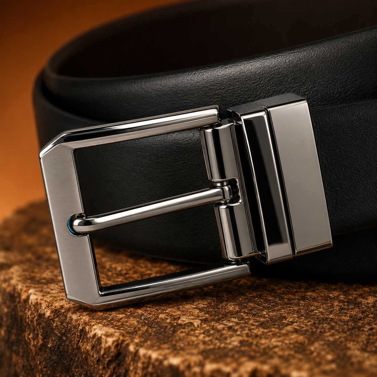 LEYAR Premium Reversible Black & Brown Leather Belt – Rotating Buckle