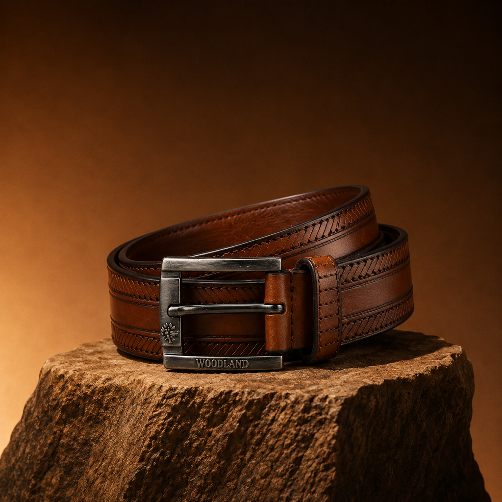 LEYAR Premium Textured Brown Leather Belt – Classic Metal Buckle