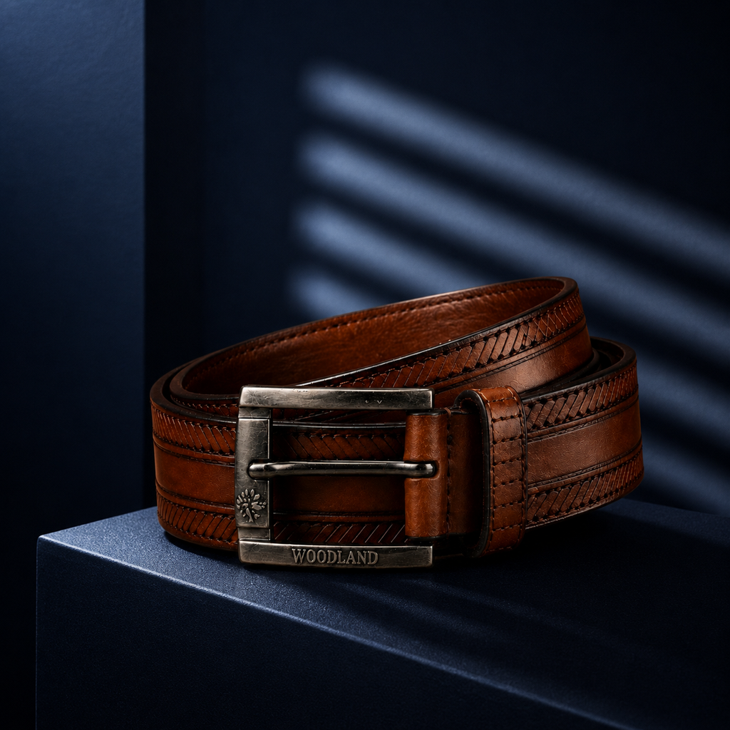 LEYAR Premium Textured Brown Leather Belt – Classic Metal Buckle