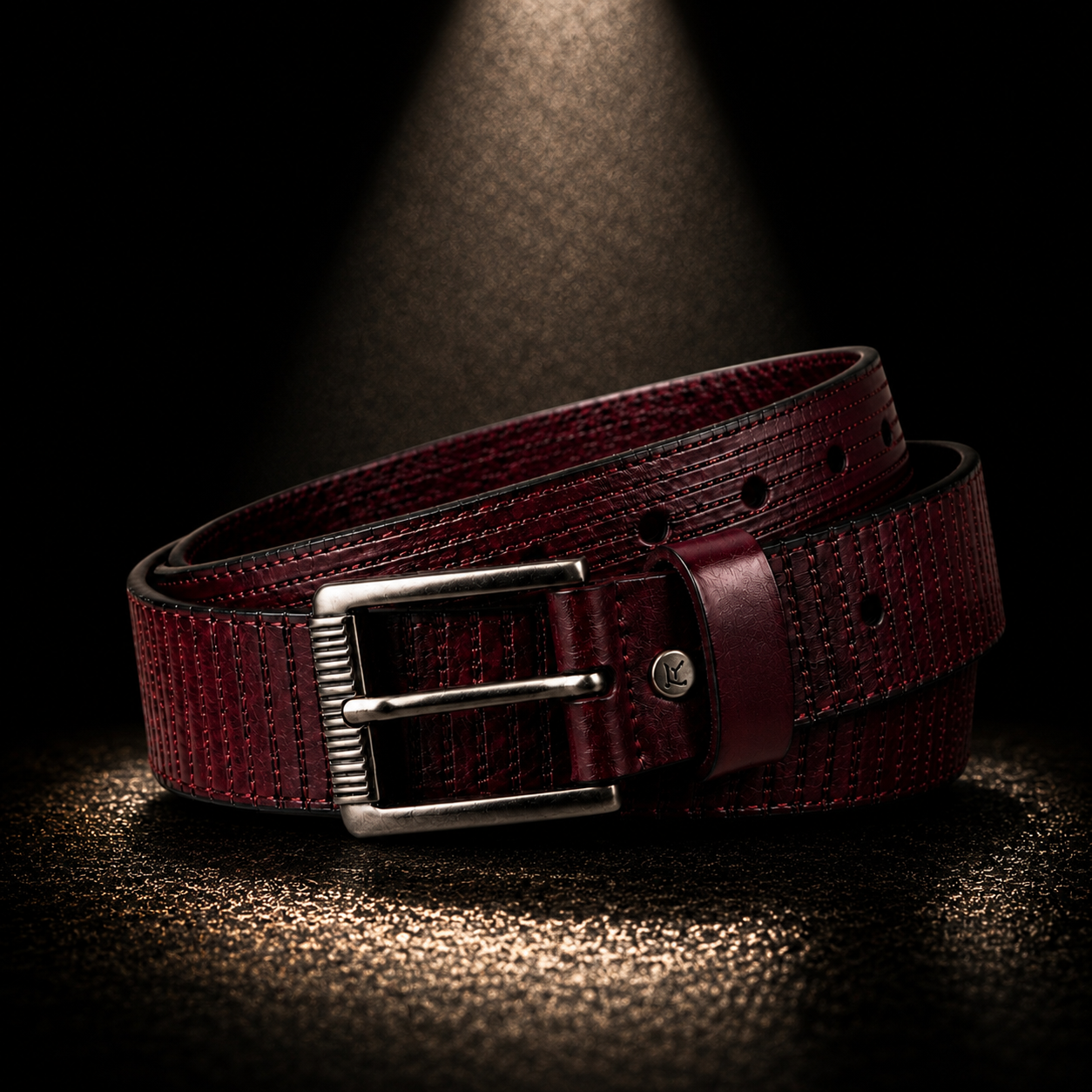 LEYAR Premium Textured Brown Leather Belt – Classic Pin Buckle